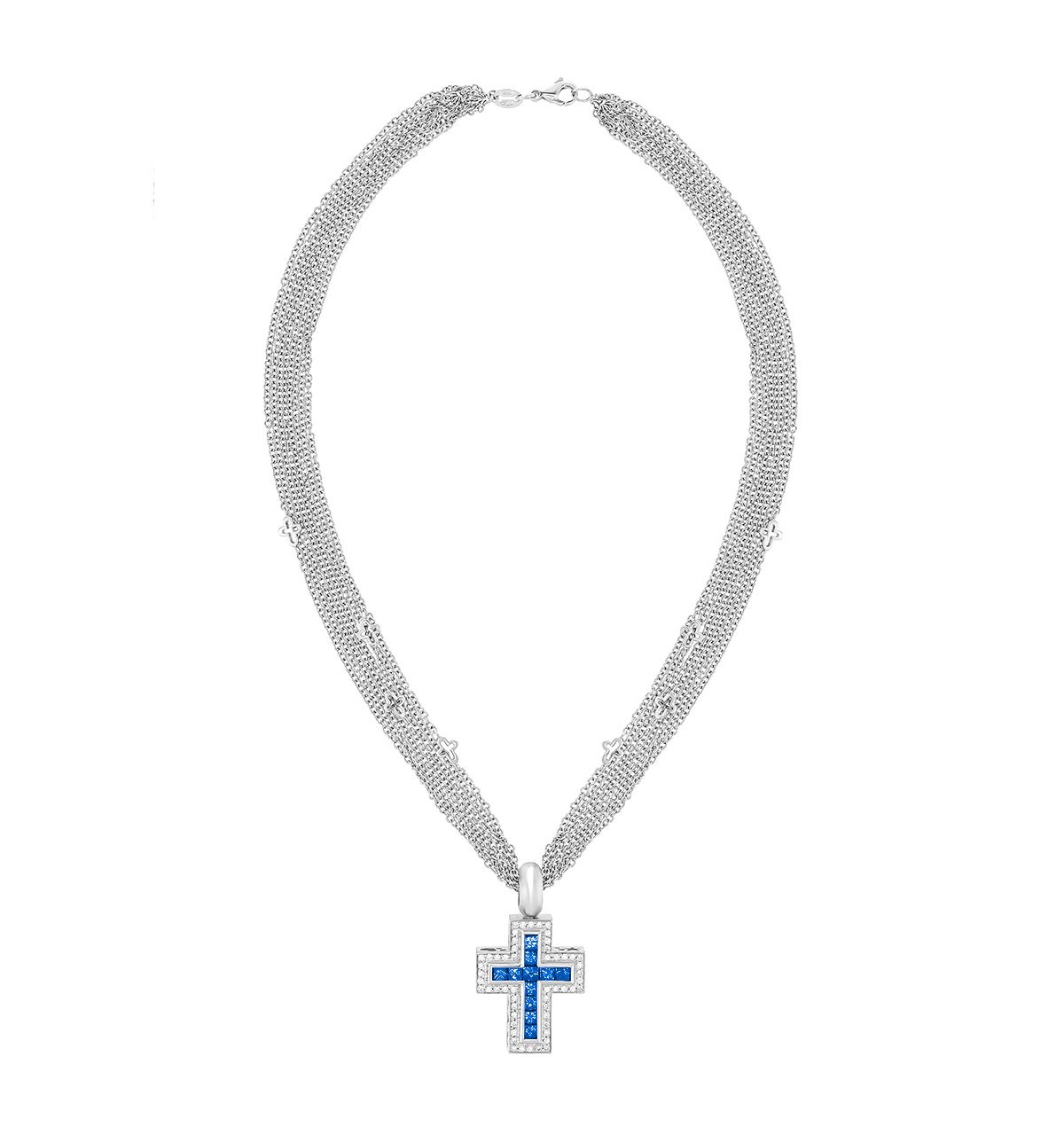 Naszyjnik-z-krzyżykiem-Cross-z-diamentami-i-szafirami-białe-złoto-Rota-e-Rota-Pluciński-2