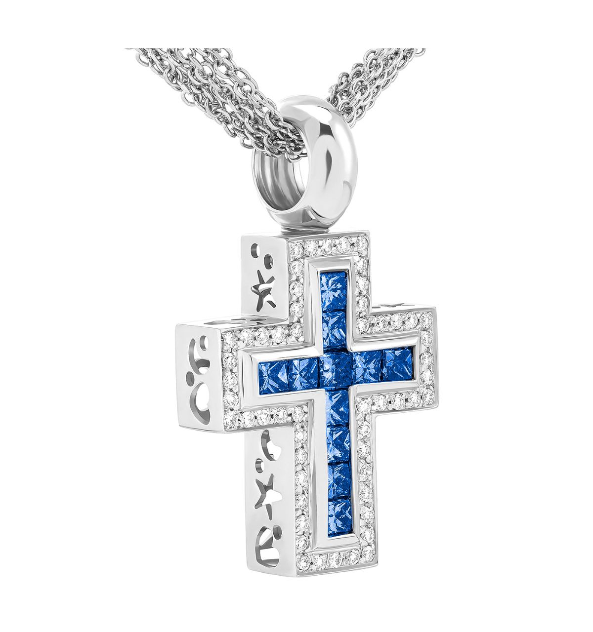 Naszyjnik-z-krzyżykiem-Cross-z-diamentami-i-szafirami-białe-złoto-Rota-e-Rota-Pluciński-3