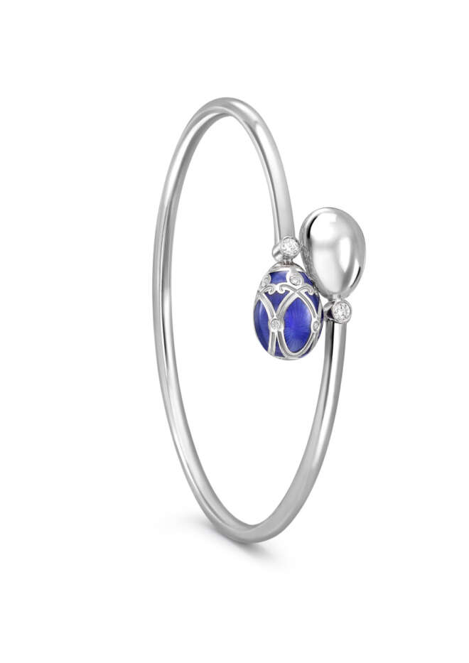 Bransoletka Fabergé Palais Royal Blue Guilloché Enamel Diamond – białe złoto