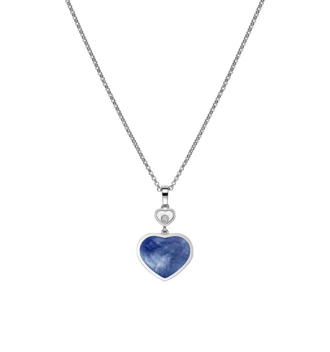 Naszyjnik Happy Hearts białe złoto, niebieska masa perłowa, diament Chopard