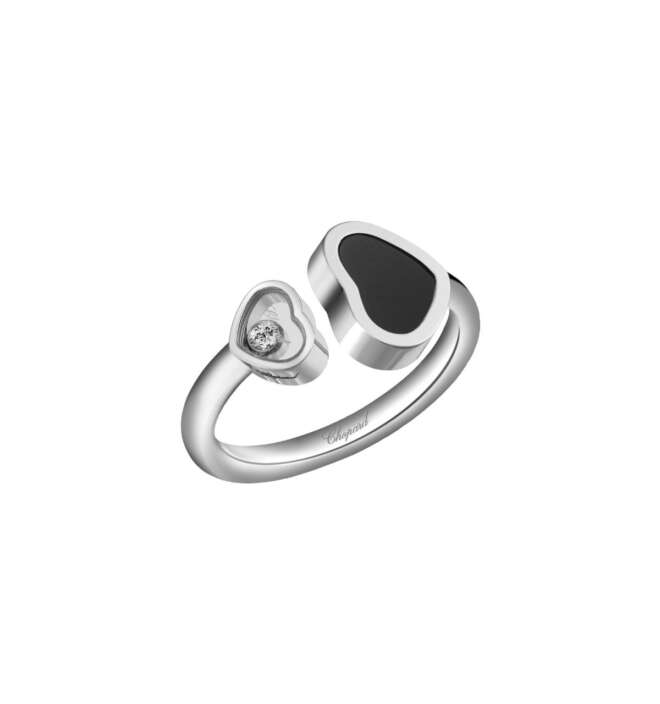 Pierścionek Happy Hearts białe złoto diament Onyks Chopard