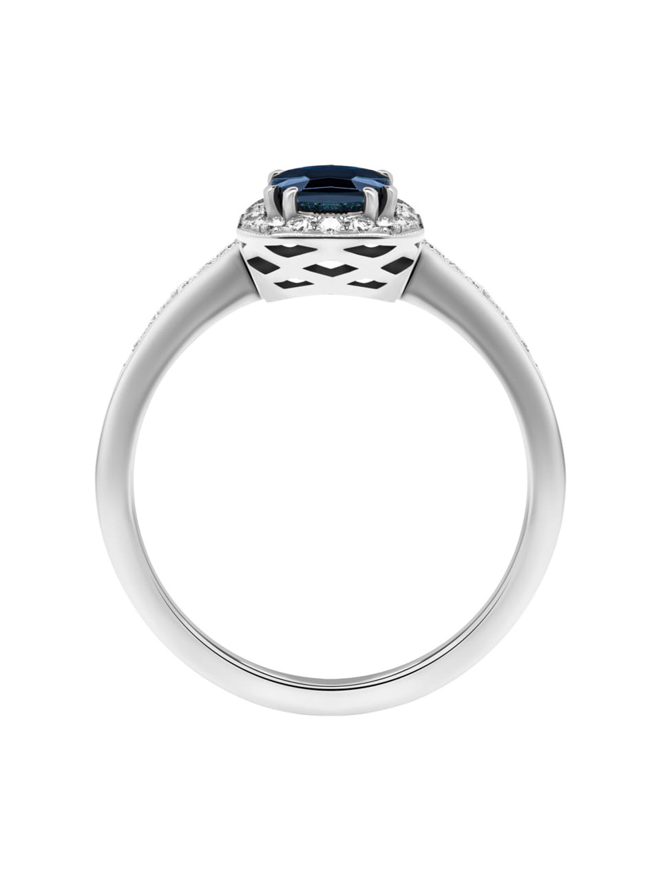 Pierścionek Rota e Rota z szafirem 1,61 ct i diamentami 0,25 ct – białe złoto - obrazek 3