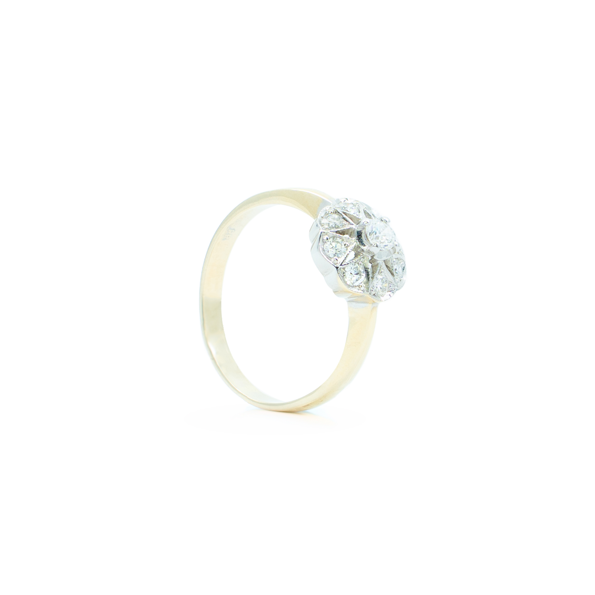 Pierścionek Atelier Pluciński z diamentami 0,27 ct – żółte i białe złoto