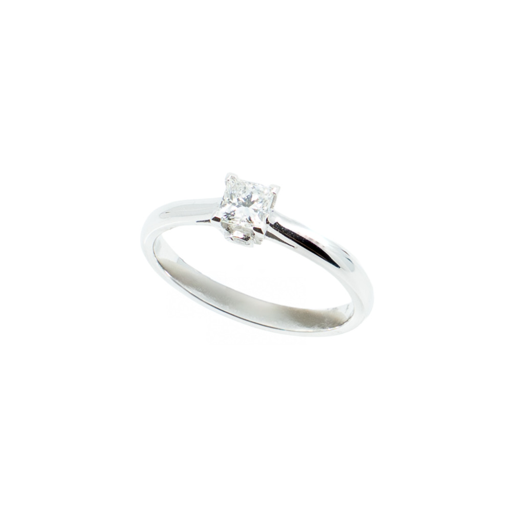 Pierścionek Atelier Pluciński z diamentem 0,32 ct - białe złoto