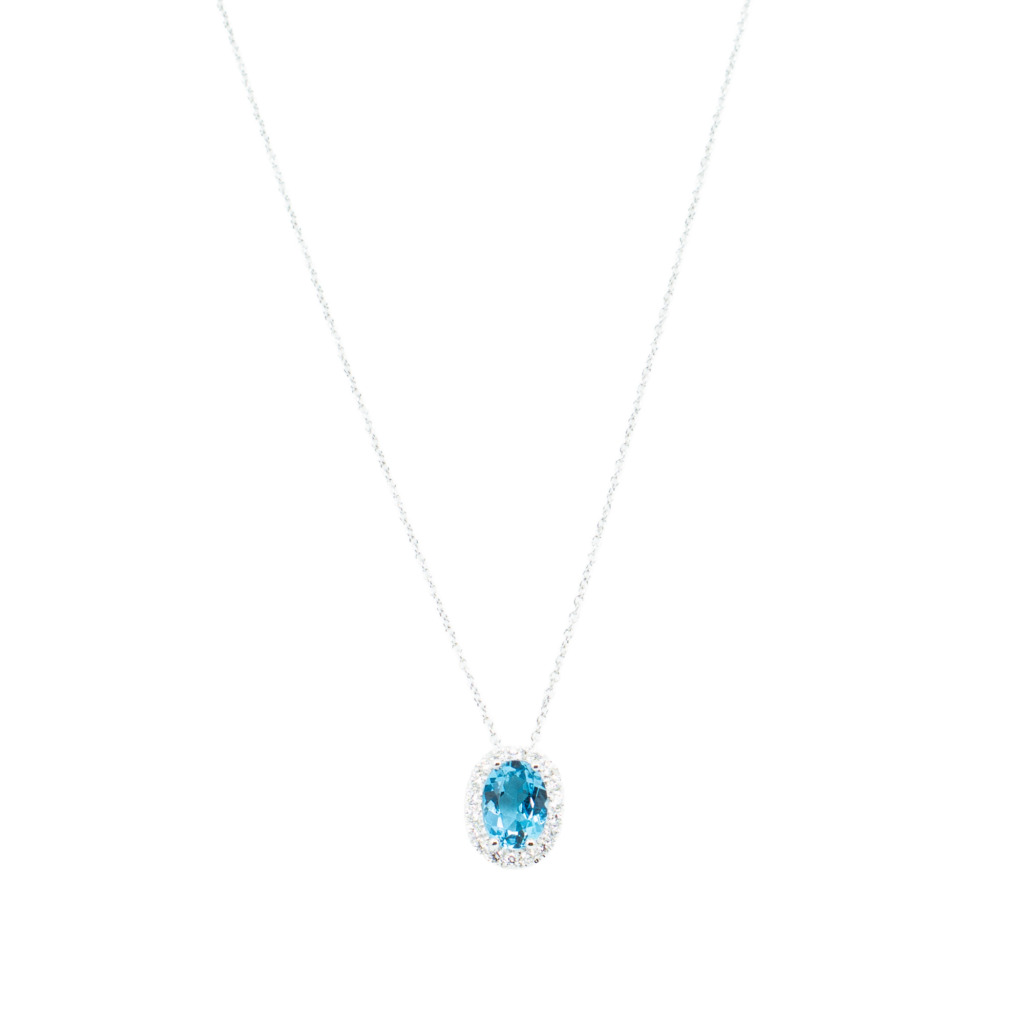 Naszyjnik Atelier Pluciński z topazem 1,43 ct - białe złoto