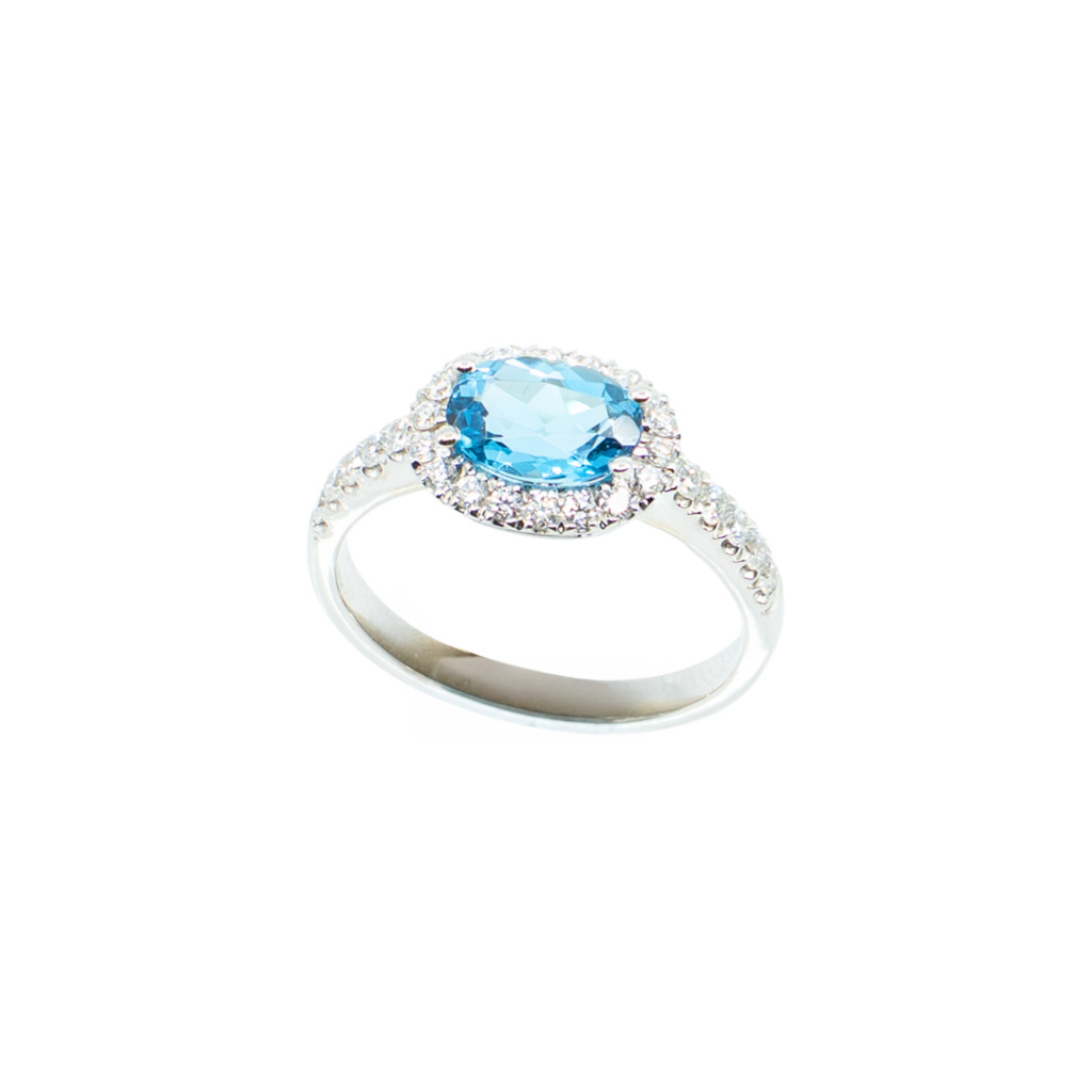 Pierścionek Atelier Pluciński z topazem 1,44 ct - białe złoto